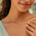14K Yellow Gold Mini Diamond S Initial Pendant Necklace, view 4
