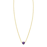 14K Yellow Gold Amethyst Heart Necklace (1.50 mm)