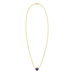 14K Yellow Gold Amethyst Heart Necklace (1.50 mm), view 2