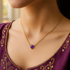 14K Yellow Gold Amethyst Heart Necklace (1.50 mm)