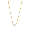 14K Yellow Gold Mini Diamond K Initial Pendant Necklace