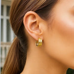 Medium Concave Hoop Earrings in 14K Yellow Gold, view 3