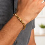14K Yellow Gold Fancy Oval Box Link Bracelet, view 4