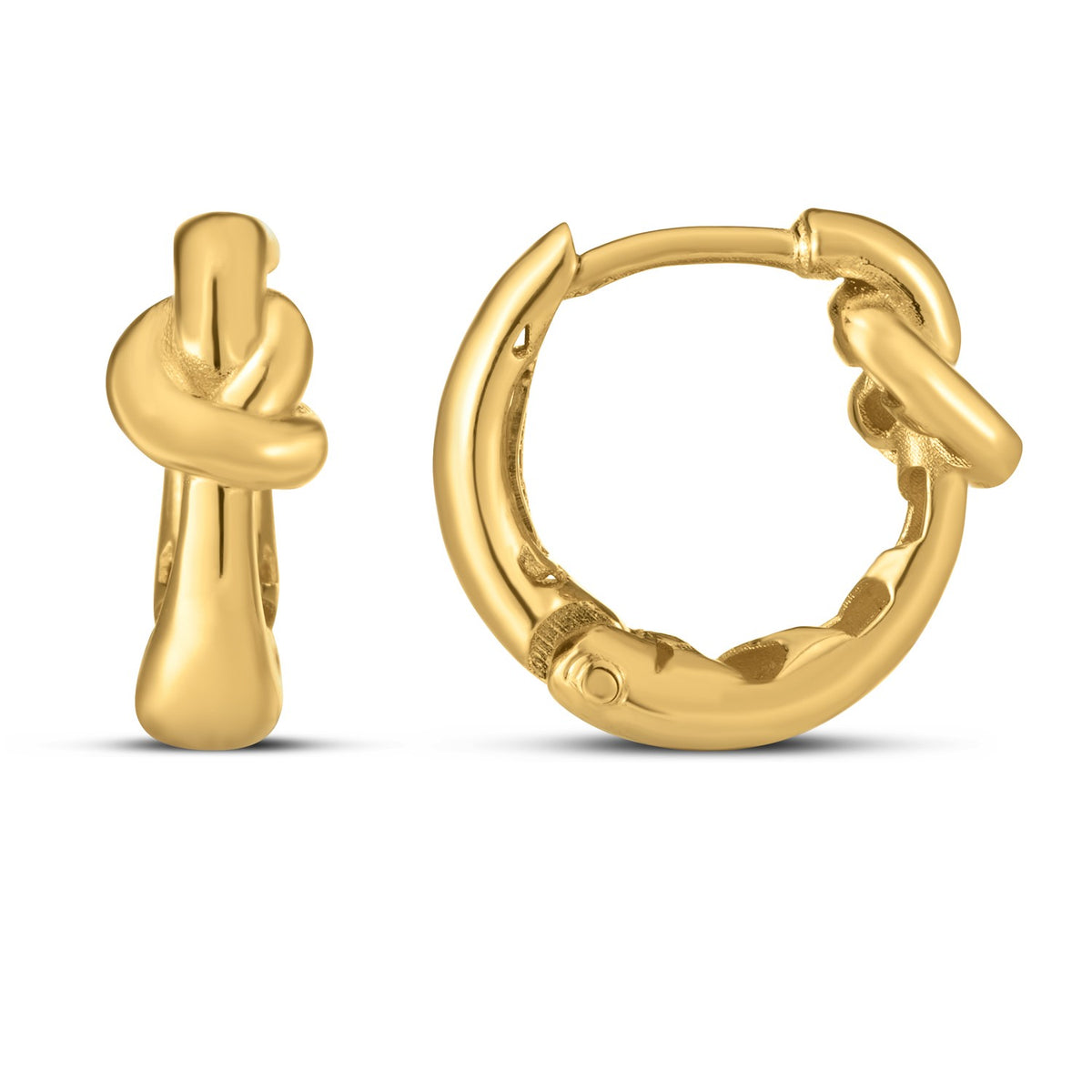 14K Yellow Gold Love knot Hoops