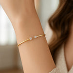 14K Yellow Gold High Polish Diamond Cluster Bangle (2.00 mm), view 3