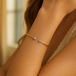 14K Yellow Gold High Polish Diamond Cluster Bangle (2.00 mm), view 5