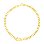 14K Yellow Gold 7 inch Curb Chain Love Bracelet, view 2