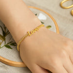 14K Yellow Gold 7 inch Curb Chain Love Bracelet, view 6