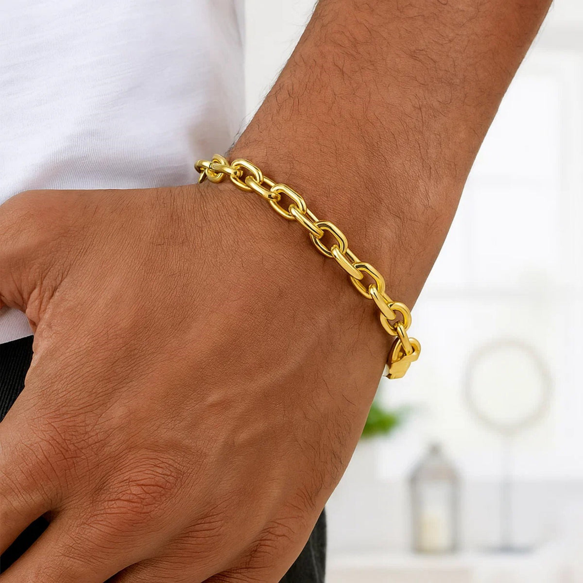 14K Yellow Gold French Cable Chain Bracelet (6.10 mm), view 4