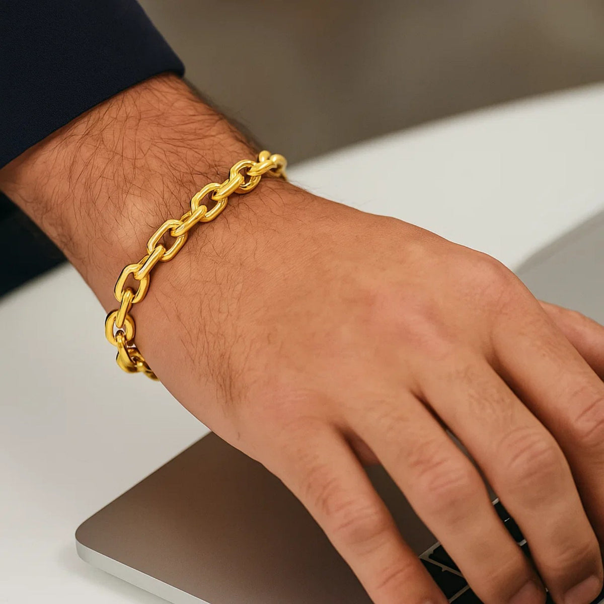 14K Yellow Gold French Cable Chain Bracelet (6.10 mm), view 5