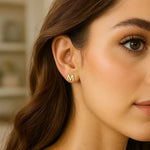 14K Yellow Gold Yours Truly Initial M Stud Earrings, view 2