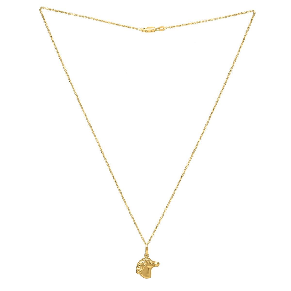 Horse Profile Medium Necklace in 14K Yellow Gold, view 2