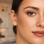 14K Yellow Gold Yours Truly Initial Q Stud Earrings, view 3