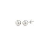 14K White Gold Spherical Stud Earrings (7.00 mm), view 2