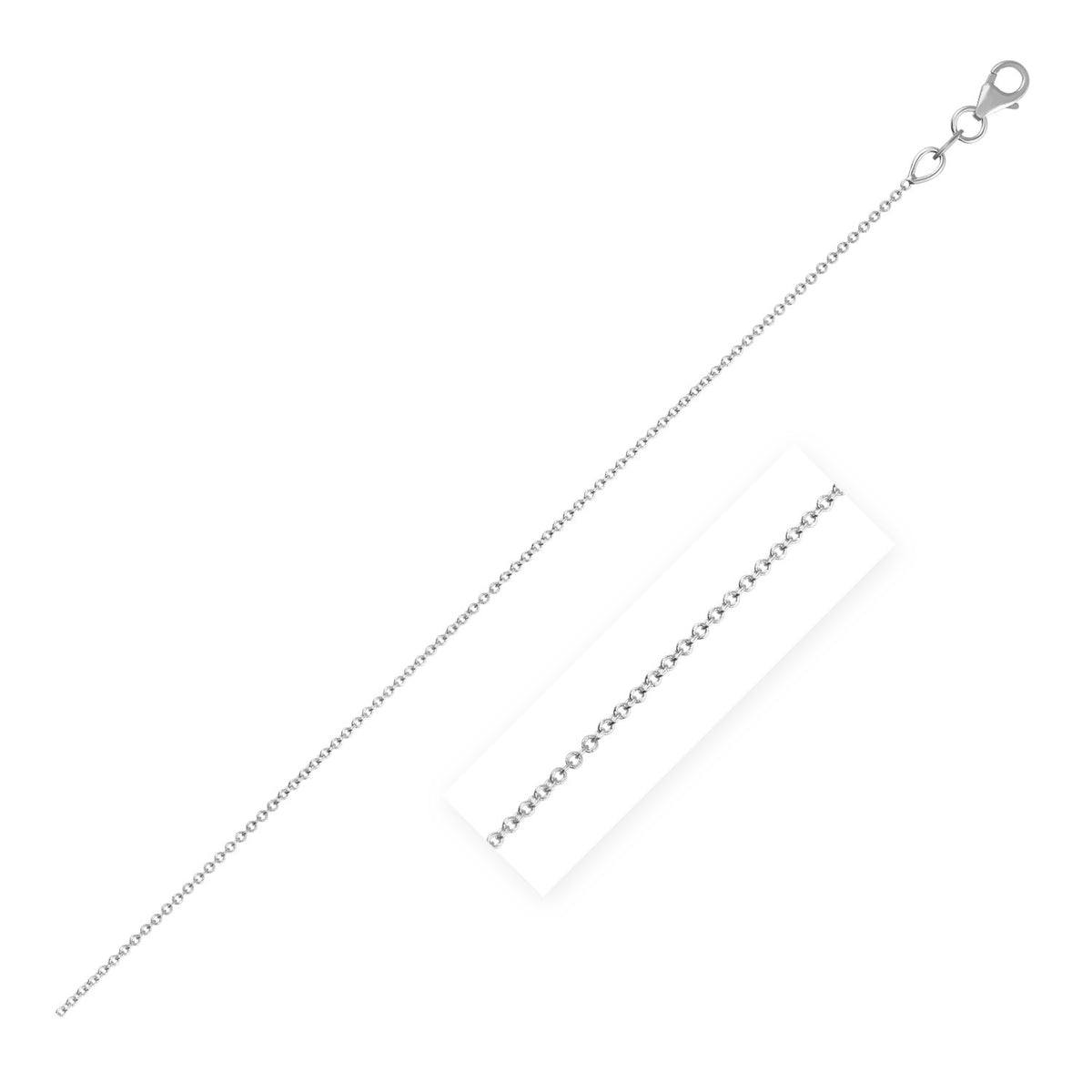 Double Extendable Cable Chain in 14k White Gold (1.00 mm), view 2