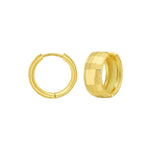 14K Yellow Gold Checkerboard Patterned Hoop Earrings