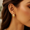 14K Yellow Gold Checkerboard Patterned Hoop Earrings