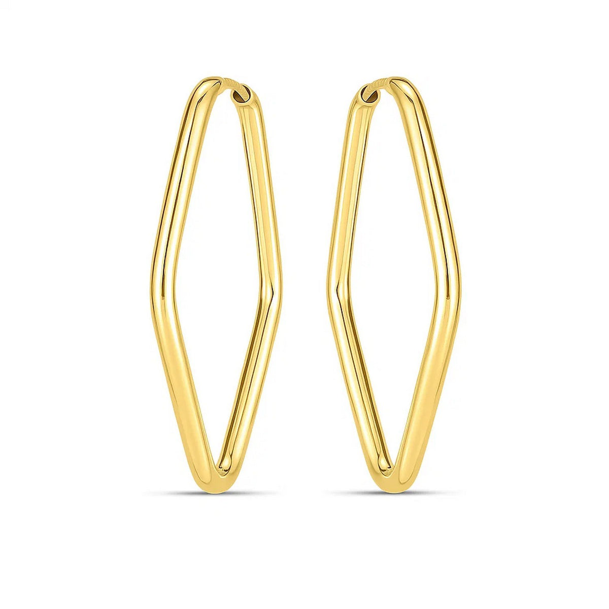 14K Yellow Gold Endless Marquise Hoops, view 2