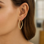 14K Yellow Gold Endless Marquise Hoops, view 6