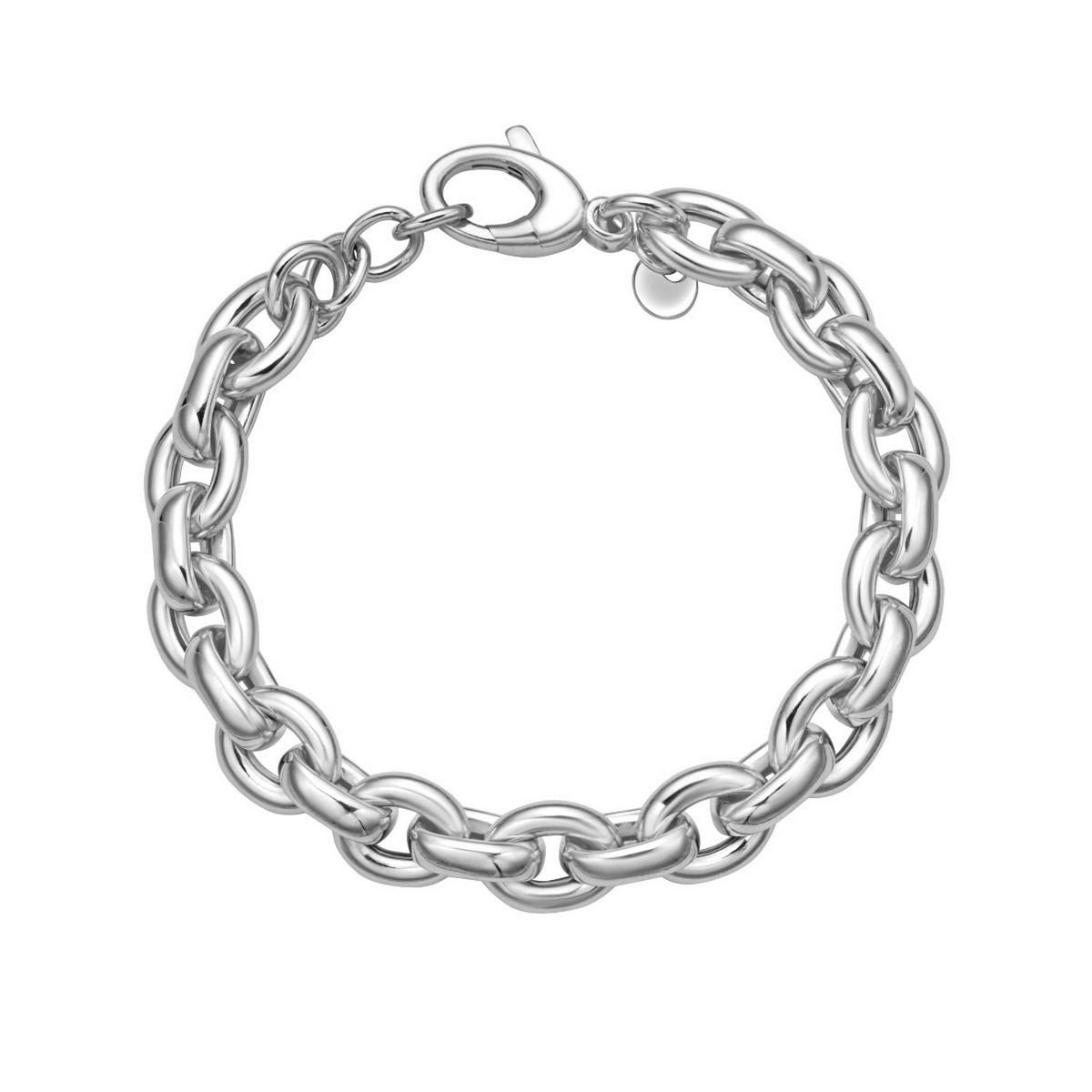 Sterling Silver Rhodium Plated Oval Link Bracelet, view 2
