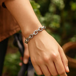 Sterling Silver Rhodium Plated Oval Link Bracelet, view 5