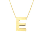 14K Yellow Gold Yours Truly Block Letter Initial E Necklace, view 2