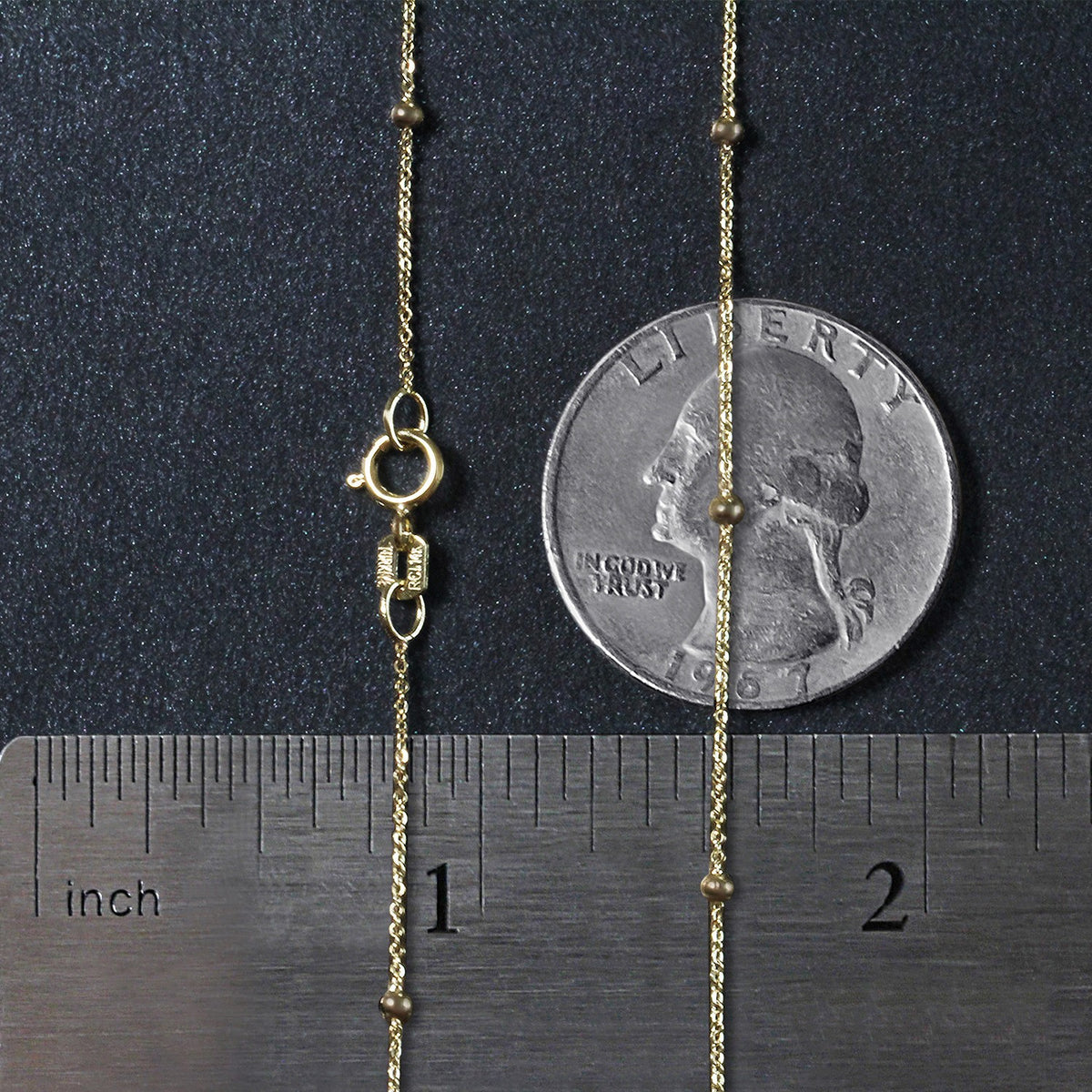 Bead Links Saturn Chain in 14k Yellow Gold (1.80 mm), view 9
