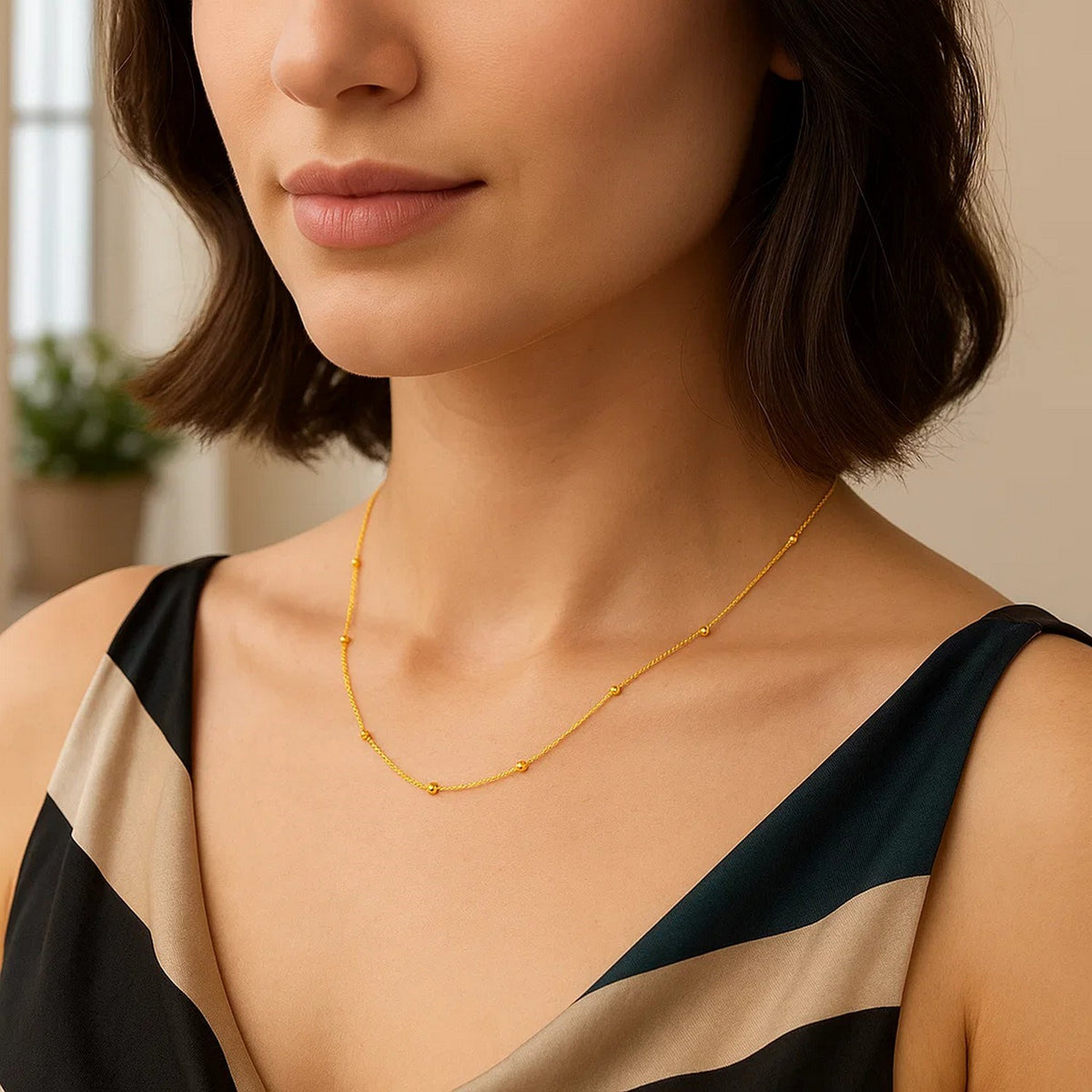 Bead Links Saturn Chain in 14k Yellow Gold (1.80 mm), view 11