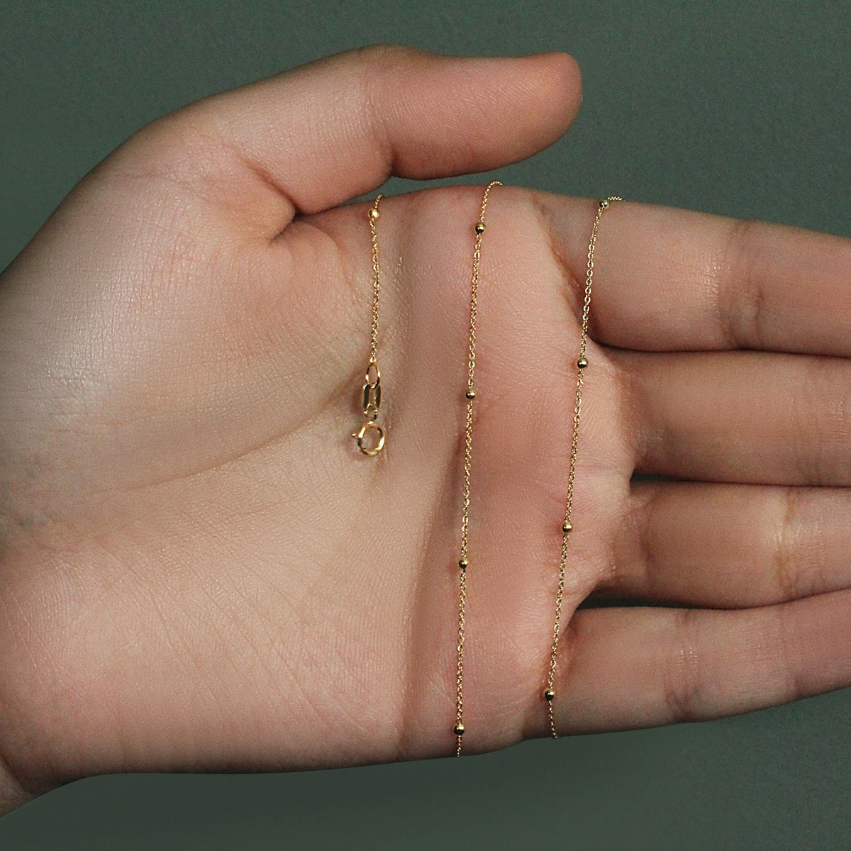 Bead Links Saturn Chain in 14k Yellow Gold (1.80 mm), view 8