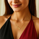 14K Yellow Gold Yours Truly Large Initial I Necklace, view 3
