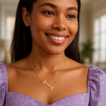 14K Yellow Gold Yours Truly Large Initial I Necklace, view 4