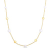 14K Yellow Gold Pearl Bead Tin Cup Station Necklace