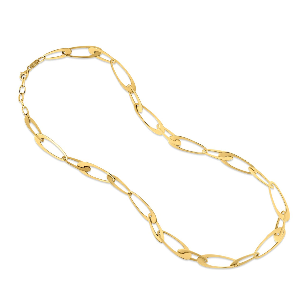 14K Yellow Gold Italian Oval Links Necklace, view 2
