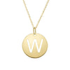 14K Yellow Gold Disc Initial W Pendant