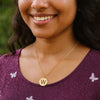 14K Yellow Gold Disc Initial W Pendant