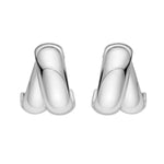 Sterling Silver Puffed Double Row Crossover C Hoop Earrings, view 2