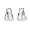Sterling Silver Puffed Double Row Crossover C Hoop Earrings, view 2