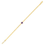 14K Yellow Gold Amethyst Mirrored Chain Bracelet (2.20 mm)