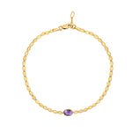 14K Yellow Gold Amethyst Mirrored Chain Bracelet (2.20 mm), view 2