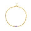 14K Yellow Gold Amethyst Mirrored Chain Bracelet (2.20 mm), view 2