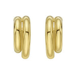 Sterling Silver Yellow Gold Plated Double Row Big and Small Round Hoop Earrings, view 2