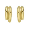 Sterling Silver Yellow Gold Plated Double Row Big and Small Round Hoop Earrings