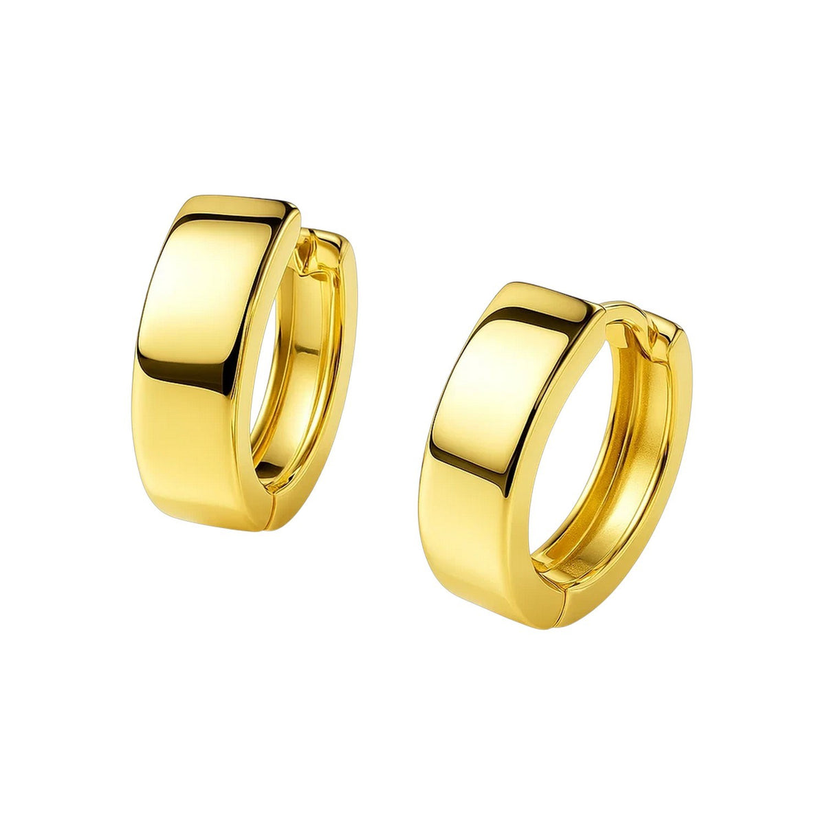 14K Yellow Gold Snuggable Hoop Earrings, view 2