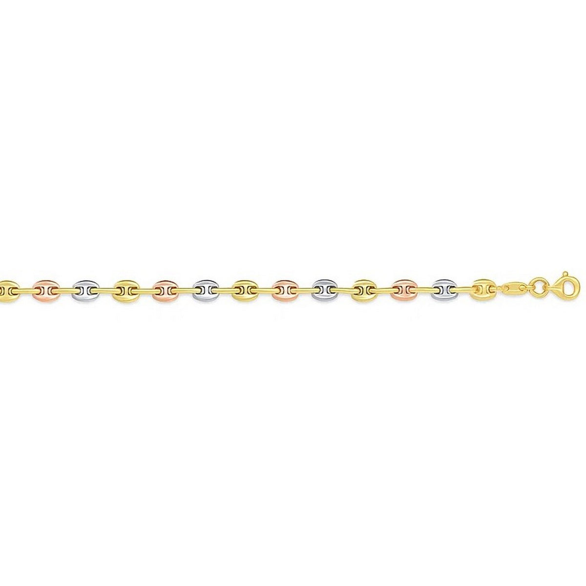 14K Tri Color Gold Mariner Link Bracelet (4.90 mm), view 4