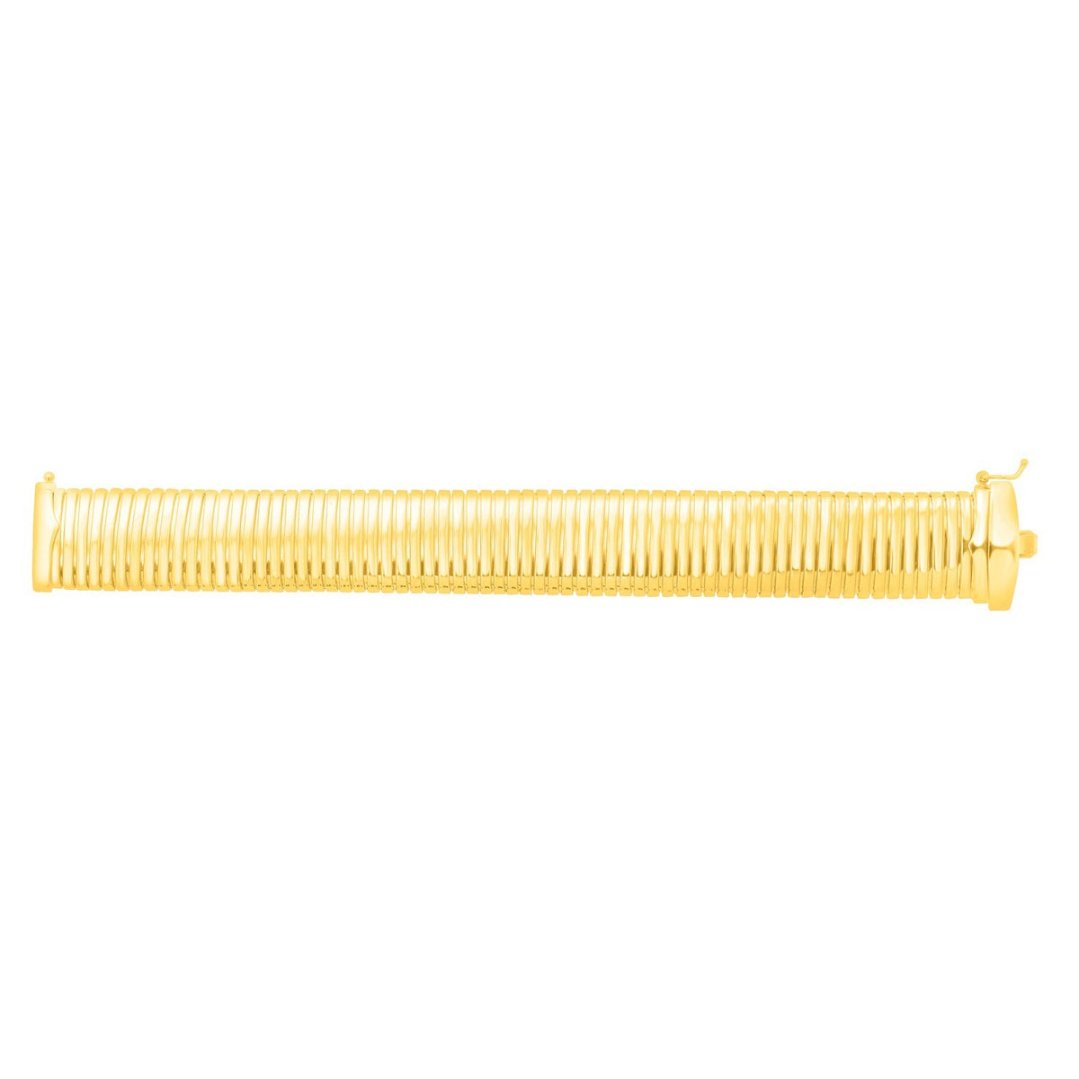 Sterling Silver Yellow Gold Plated Extra Thick Tubogas Bracelet (18.00 mm), view 2