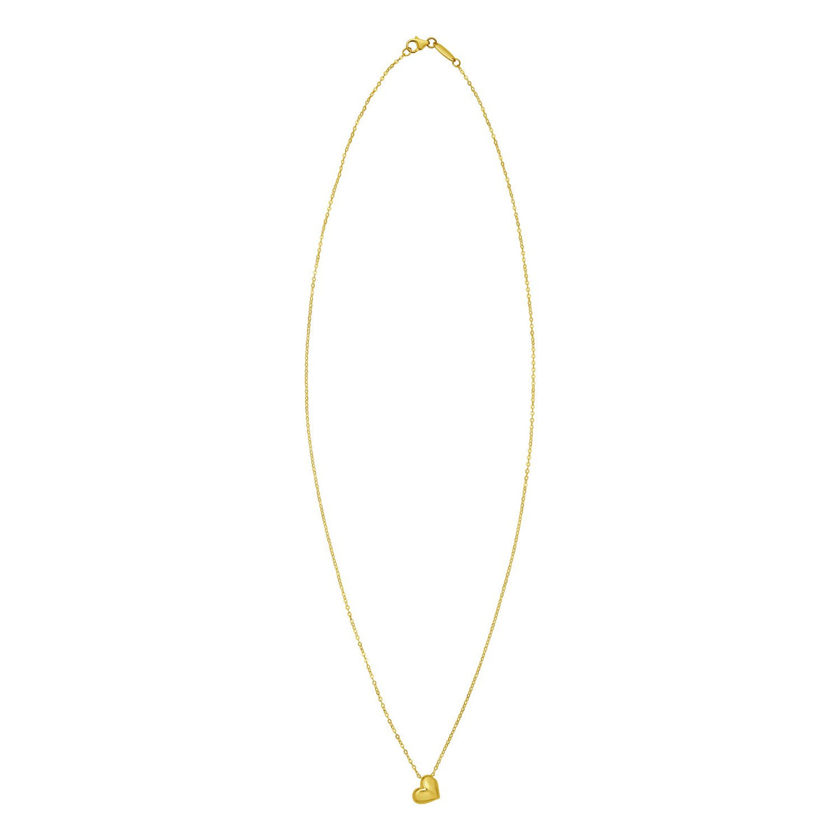 14K Yellow Gold Puffed Mini Heart Pendant Necklace, view 2