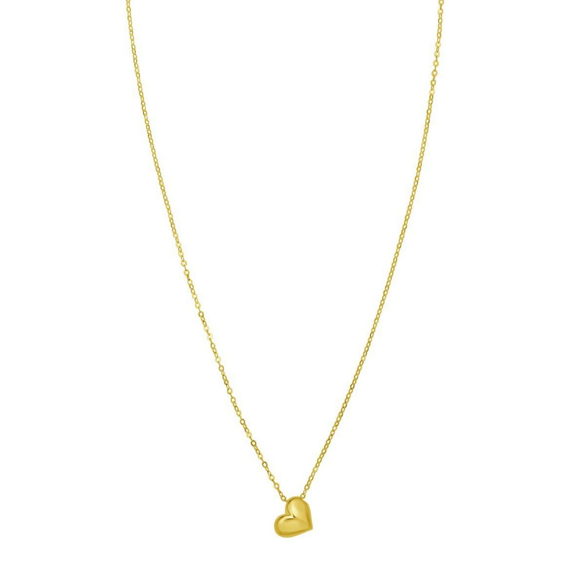 14K Yellow Gold Puffed Mini Heart Pendant Necklace, view 4