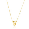 14K Yellow Gold Yours Truly Block Letter Initial V Necklace