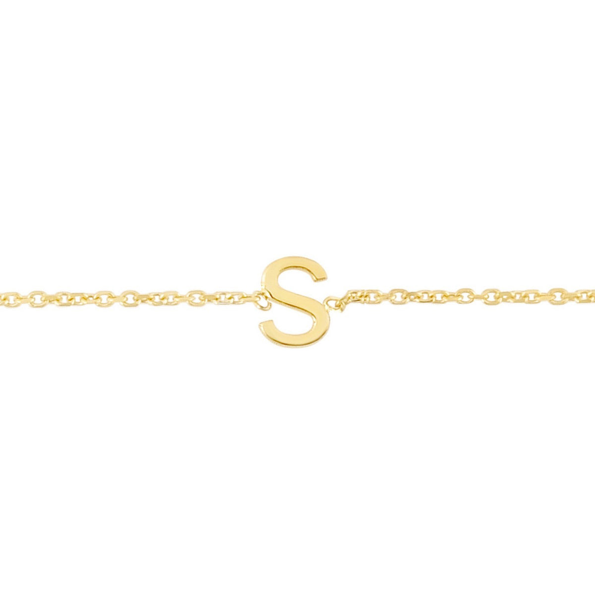 14K Yellow Gold Mini Initial S Bracelet, view 3