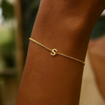 14K Yellow Gold Mini Initial S Bracelet, view 6